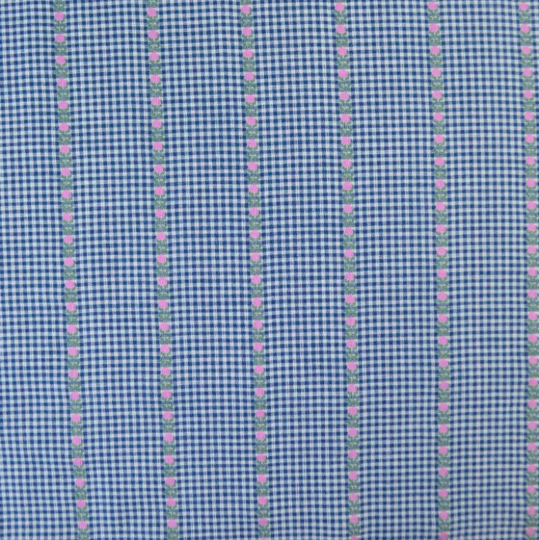 Tissu vichy et rayures jacquard - motif fleurs