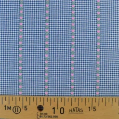 Tissu vichy et rayures jacquard - motif fleurs