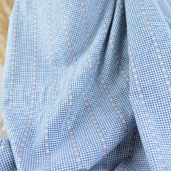 Tissu vichy et rayures jacquard - motif fleurs