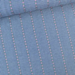 Tissu vichy et rayures jacquard - motif fleurs