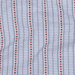 Tissu vichy et rayures jacquard - motif coeurs