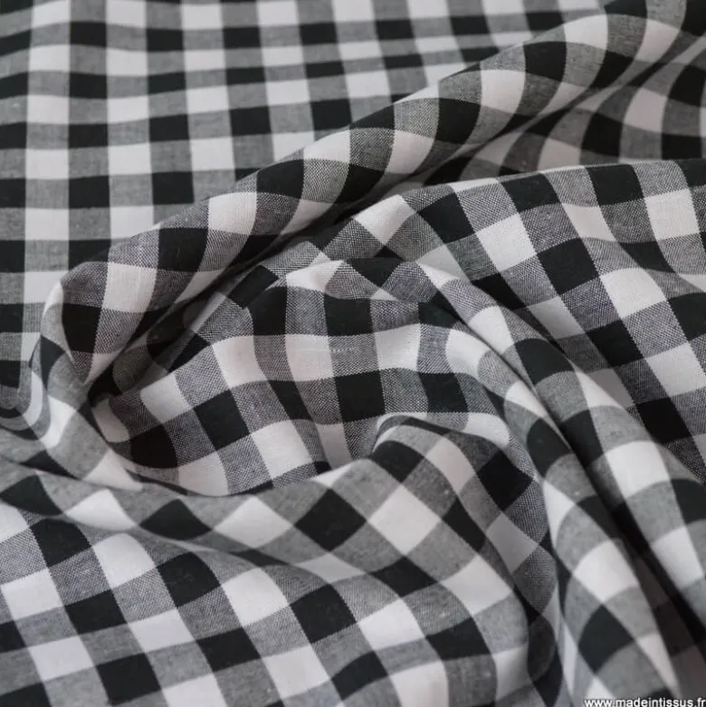 Tissu vichy grands carreaux coloris Noir - OEKO TEX