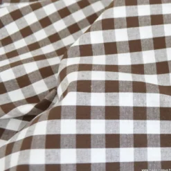 Tissu vichy grands carreaux Marron et blanc - OEKO TEX