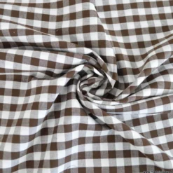 Tissu vichy grands carreaux Marron et blanc - OEKO TEX