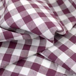 Tissu vichy grands carreaux sur Popeline coloris Aubergine - OEKO TEX