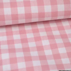 Tissu vichy grands carreaux sur Popeline coloris Vieux Rose - OEKO TEX