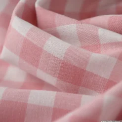 Tissu vichy grands carreaux sur Popeline coloris Vieux Rose - OEKO TEX