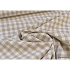 Tissu vichy grands carreaux sur Popeline coloris sable - OEKO TEX
