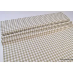 Tissu vichy grands carreaux sur Popeline coloris sable - OEKO TEX