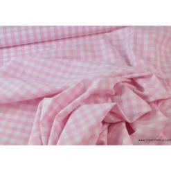 Tissu vichy grands carreaux sur Popeline coloris Rose clair - OEKO TEX