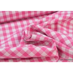 Tissu vichy grands carreaux sur Popeline coloris Fuchsia - Oeko Tex