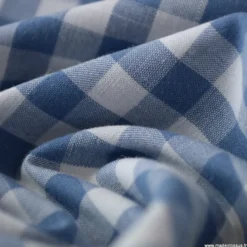 Tissu vichy grands carreaux sur Popeline coloris bleu jean Denim - OEKO TEX