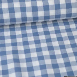 Tissu vichy grands carreaux sur Popeline coloris bleu jean Denim - OEKO TEX