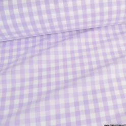 Tissu vichy grands carreaux sur Popeline Lilas - OEKO TEX