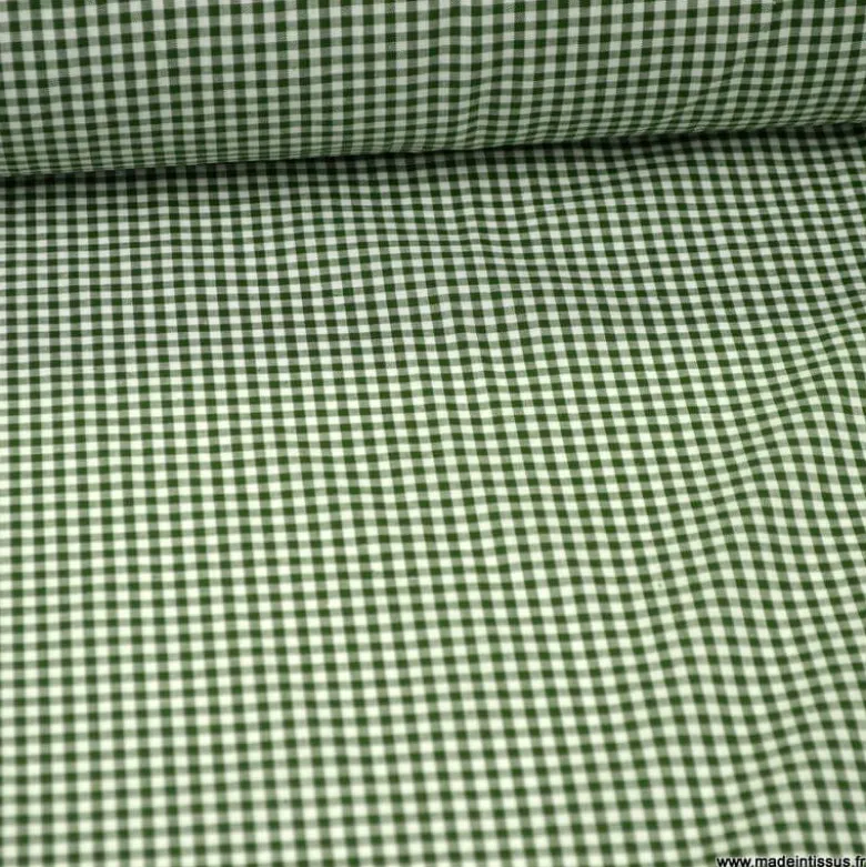 Tissu vichy petits carreaux 100%coton vert sapin - OEKO TEX