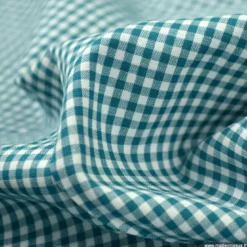 Tissu vichy petits carreaux 100%coton pétrole - OEKO TEX