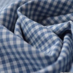 Tissu vichy petits carreaux coton bleu jean et blanc - OEKO TEX