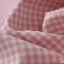 Tissu vichy petits carreaux coton Vieux rose et blanc au mètre - OEKO TEX
