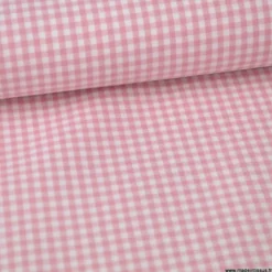 Tissu vichy petits carreaux coton Vieux rose et blanc au mètre - OEKO TEX