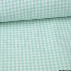 Tissu vichy petits carreaux coton Menthe au mètre - OEKO TEX