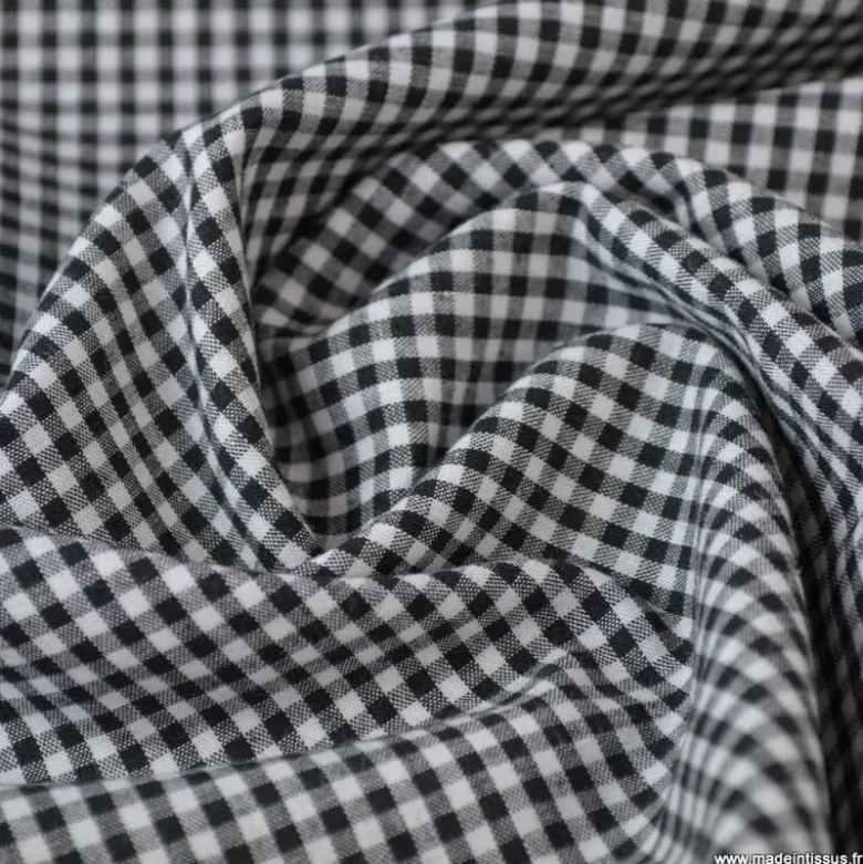 Tissu vichy petits carreaux coton NOIR - OEKO TEX