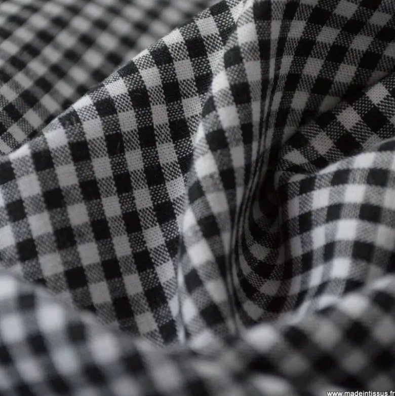 Tissu vichy petits carreaux coton NOIR - OEKO TEX