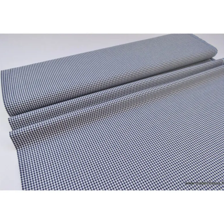 Tissu vichy petits carreaux 100%coton BLEU MARINE - OEKO TEX
