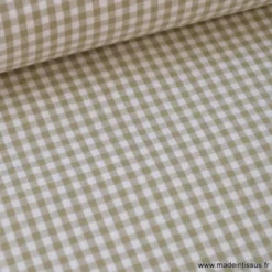 Tissu vichy petits carreaux 100%coton SABLE - Oeko Tex