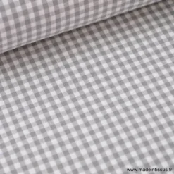 Tissu vichy petits carreaux 100%coton GRIS - OEKO TEX