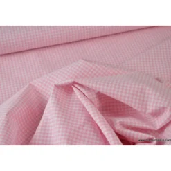 Tissu vichy petits carreaux 100%coton rose et blanc - OEKO TEX