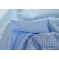 Tissu vichy petits carreaux coton bleu et blanc - OEKO TEX