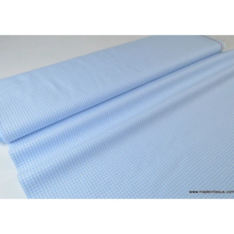 Tissu vichy petits carreaux coton bleu et blanc - OEKO TEX
