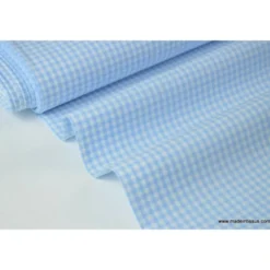 Tissu vichy petits carreaux coton bleu et blanc - OEKO TEX