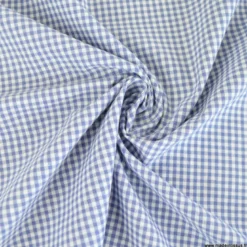 Tissu vichy petits carreaux en coton bleu lavande - OEKO TEX
