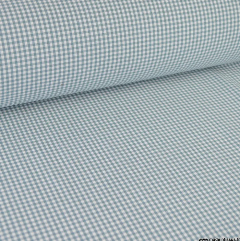 Tissu vichy petits carreaux en coton Céladon - OEKO TEX