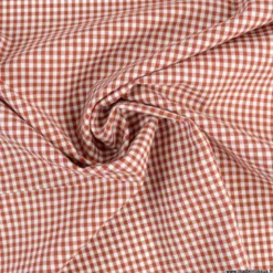 Tissu vichy petits carreaux en coton terracotta - OEKO TEX