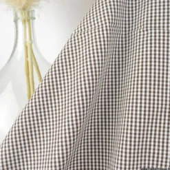 Tissu vichy petits carreaux marron et blanc - OEKO TEX