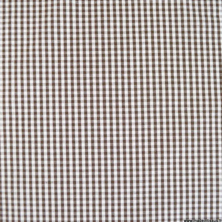 Tissu vichy petits carreaux marron et blanc - OEKO TEX