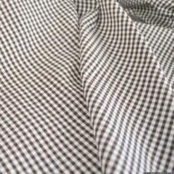 Tissu vichy petits carreaux marron et blanc - OEKO TEX