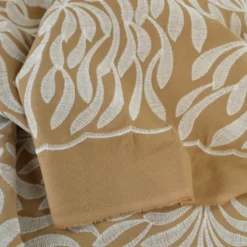 Tissu viscose lin brodé & festonné - Beige