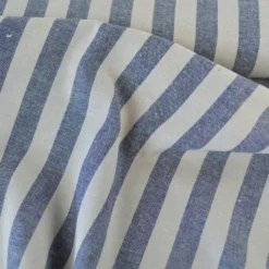 Tissu Viscose Lin à rayures bleu marine