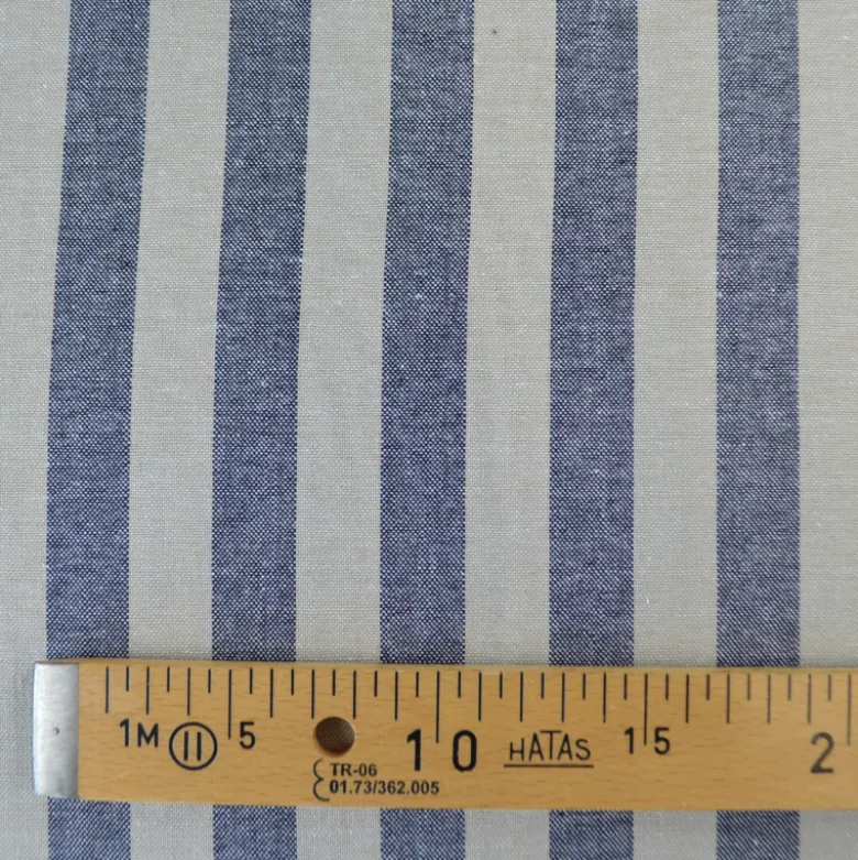 Tissu Viscose Lin à rayures bleu marine