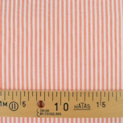 Tissu viscose mélangée à rayures tangerine et blanches