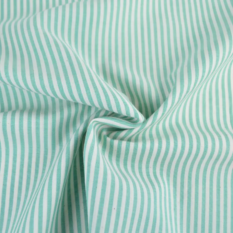 Tissu viscose mélangée à rayures vertes et blanches