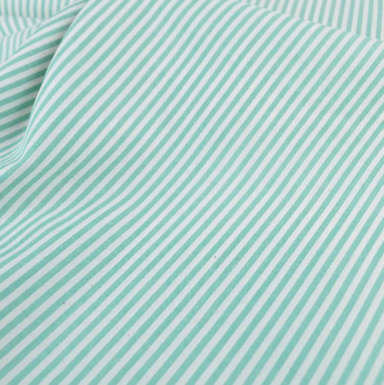 Tissu viscose mélangée à rayures vertes et blanches