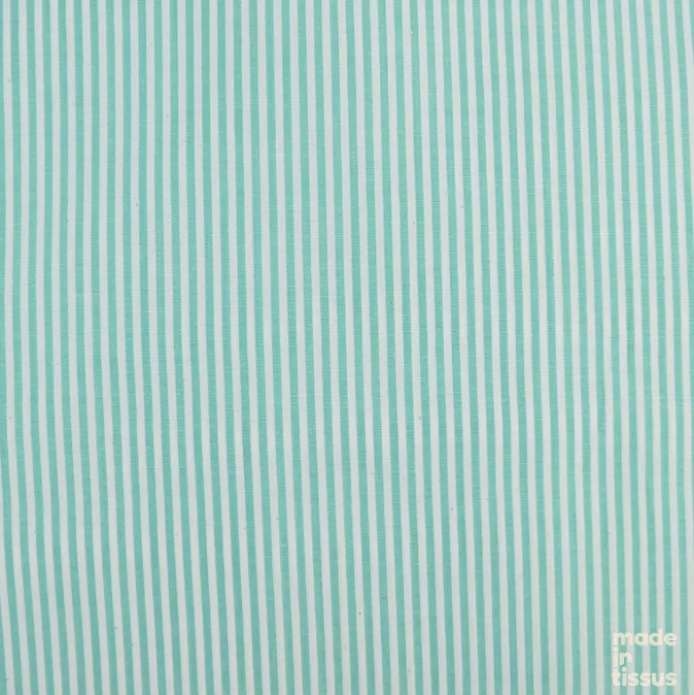 Tissu viscose mélangée à rayures vertes et blanches