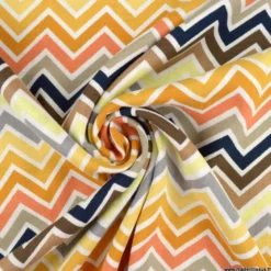Tissu Viscose stretch motif graphique chevrons beige - OEKO TEX