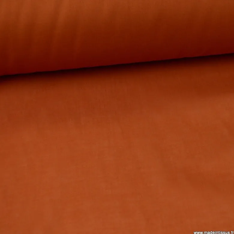 Tissu Voile de coton Brique - Bio & OEKO TEX standard 100