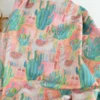 Tissu voile de coton motif cactus et lamas - corail