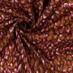 Tissu voile de coton motif léopard graphique - Bordeaux
